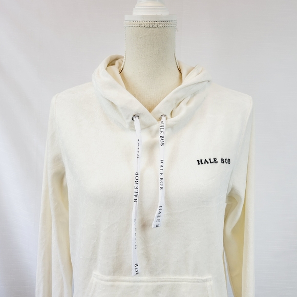 Hale Bob Cream Velour Hoodie size Large - Picture 4 of 12
